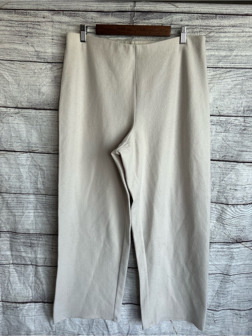 Eileen Fisher 100% wool straight leg neutral trousers size large